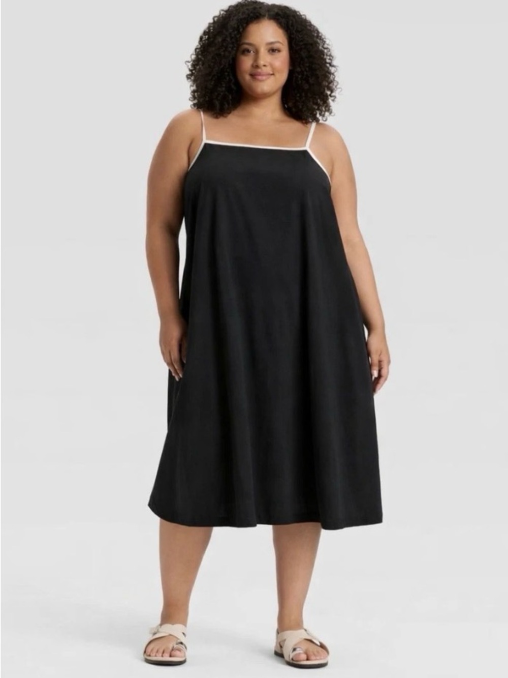 Ava & Viv Black Slip Dress with White Trim